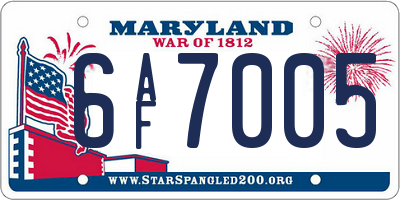 MD license plate 6AF7005