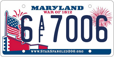 MD license plate 6AF7006