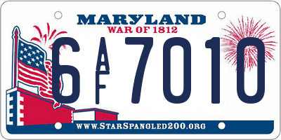 MD license plate 6AF7010