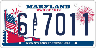 MD license plate 6AF7011