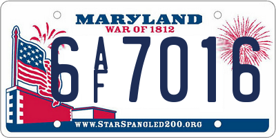 MD license plate 6AF7016