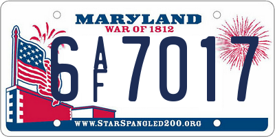 MD license plate 6AF7017