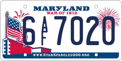 MD license plate 6AF7020