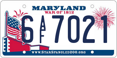 MD license plate 6AF7021