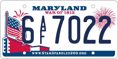 MD license plate 6AF7022