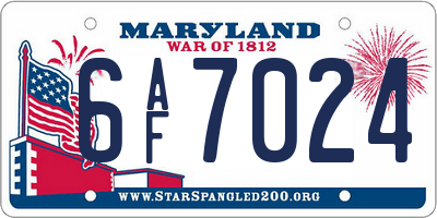 MD license plate 6AF7024