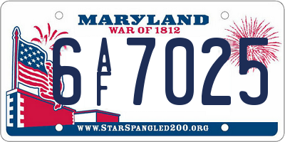 MD license plate 6AF7025