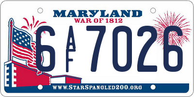 MD license plate 6AF7026