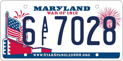 MD license plate 6AF7028