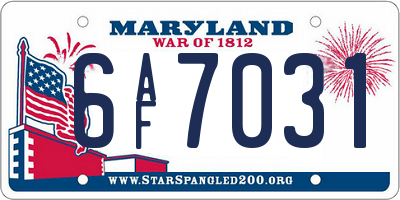 MD license plate 6AF7031