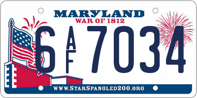 MD license plate 6AF7034