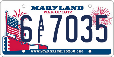 MD license plate 6AF7035