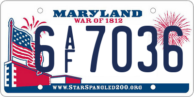 MD license plate 6AF7036