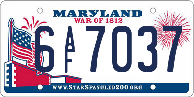 MD license plate 6AF7037