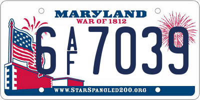 MD license plate 6AF7039