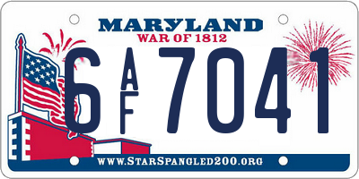MD license plate 6AF7041
