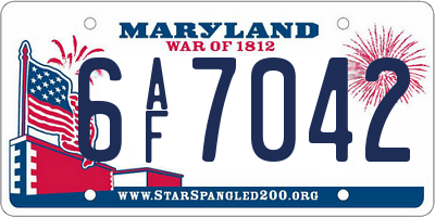 MD license plate 6AF7042