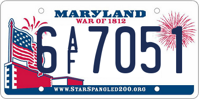 MD license plate 6AF7051