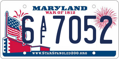 MD license plate 6AF7052