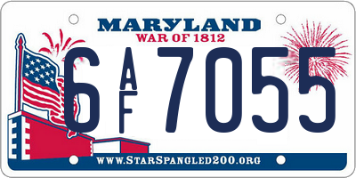 MD license plate 6AF7055