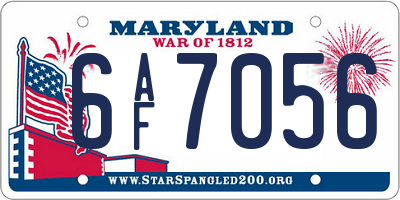 MD license plate 6AF7056