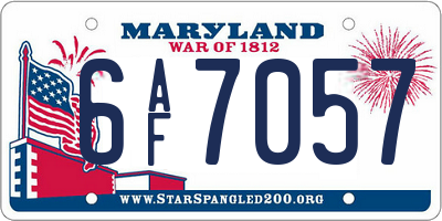 MD license plate 6AF7057
