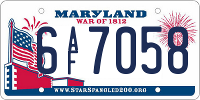 MD license plate 6AF7058