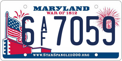 MD license plate 6AF7059