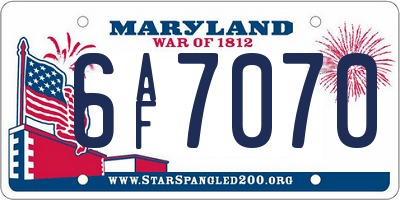 MD license plate 6AF7070
