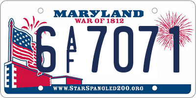 MD license plate 6AF7071