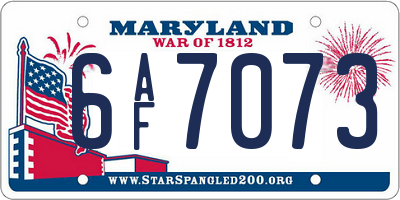 MD license plate 6AF7073