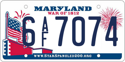 MD license plate 6AF7074