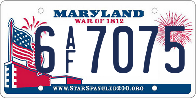 MD license plate 6AF7075