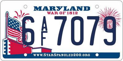 MD license plate 6AF7079