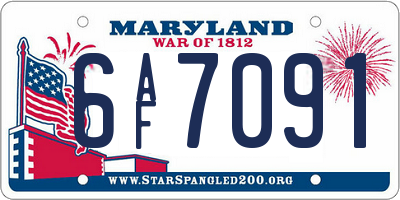 MD license plate 6AF7091