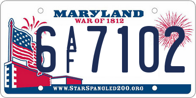 MD license plate 6AF7102