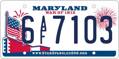 MD license plate 6AF7103
