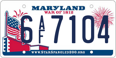 MD license plate 6AF7104
