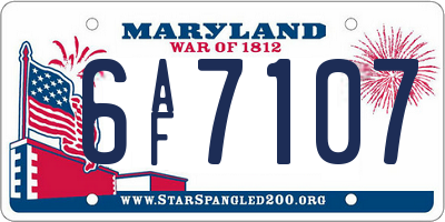 MD license plate 6AF7107