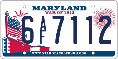 MD license plate 6AF7112