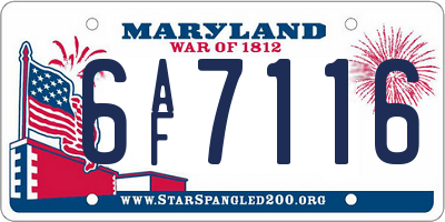 MD license plate 6AF7116