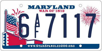 MD license plate 6AF7117