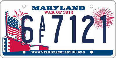 MD license plate 6AF7121