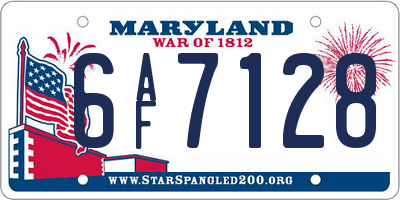 MD license plate 6AF7128