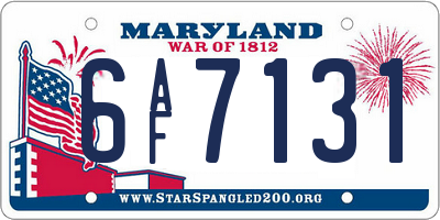 MD license plate 6AF7131