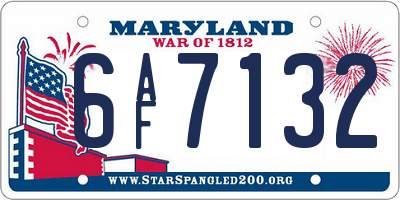 MD license plate 6AF7132