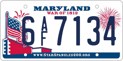 MD license plate 6AF7134