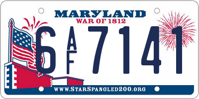 MD license plate 6AF7141