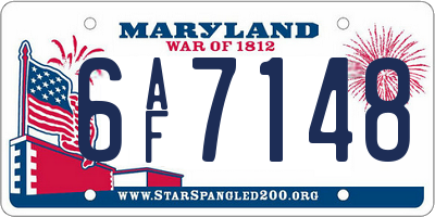 MD license plate 6AF7148