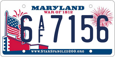 MD license plate 6AF7156